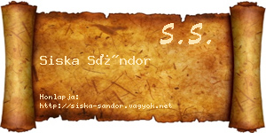 Siska Sándor névjegykártya